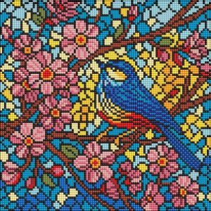 Алмазна мозаїка - "Вітраж. Синиця" ©art_selena_ua, 30х30см