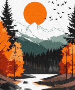 Картина за номерами - "Жовтий місяць серед осіннього лісу" ©art_selena_ua, 40х80см