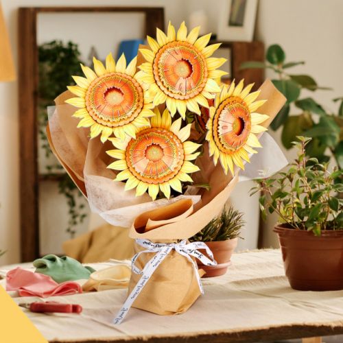 Тривимірна головоломка-конструктор серії Букет квітів "Жовті соняшники"