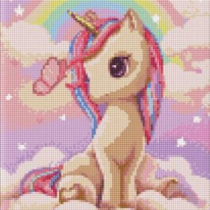 Алмазна мозаїка - "Допитлива одноріжка" з голограмними стразами (AB) ©tanya_bonya, 30х40см