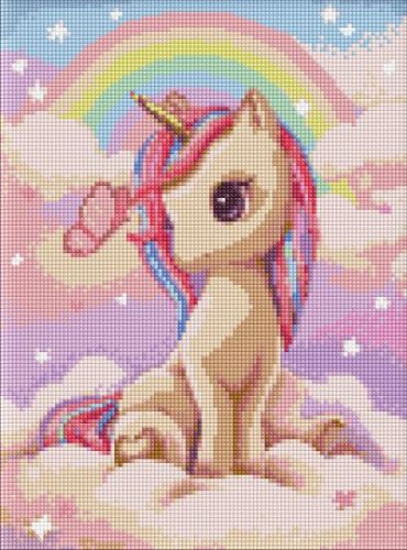 Алмазна мозаїка - "Допитлива одноріжка" з голограмними стразами (AB) ©tanya_bonya, 30х40см