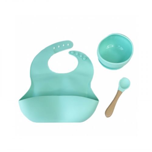 Набір силіконова тарілка та слинявчик у коробці (МʼЯТНИЙ) - Зображення 2