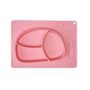 Силіконова тарілка-килимок Зая (СВІТЛО-РОЖЕВИЙ)
