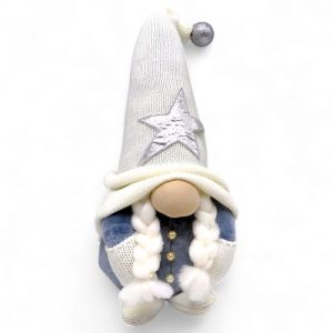 Мʼяка іграшка "Скандинавський гном" (Hand Made) висота 28 см, дівчинка (білий) 28 см