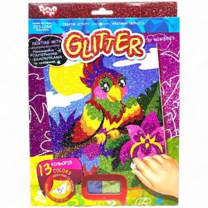 Розфарбування глітером за номерами "Папуга"