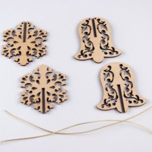 Набір дерев'яних новорічних іграшок (2 фігурки)