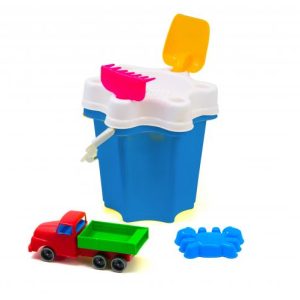 Відро "Квіточка" з машинкою і пісочним набором (синє)