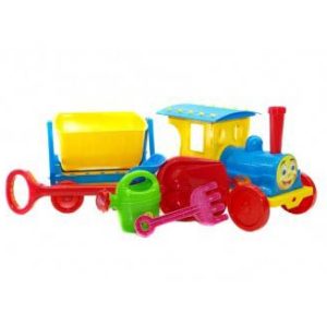 Поїзд-конструктор з пісочним набором (блакитний)