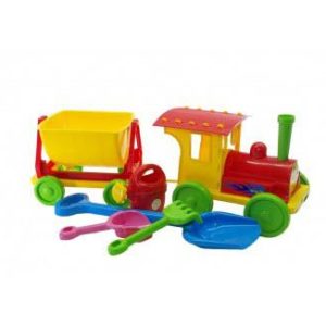 Поїзд-конструктор з пісочним набором (червоний)