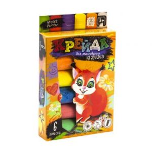 Крейда для малювання на асфальті, 6 кольорів (укр)