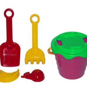 Набір пісочний "А" (відерце, сито, лопатка, грабельки, 2 пасочки), рожевий