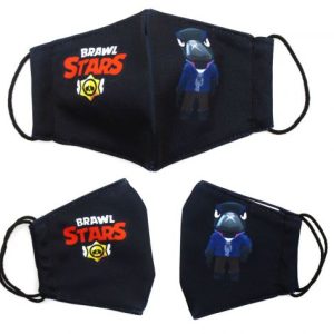 Багаторазова 4-х шарова захисна маска "BRAWL STARS Ворон" розмір 3, 7-14 років