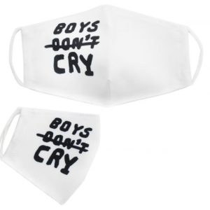 Багаторазова 4-х шарова захисна маска "Boys do not cry" розмір 3, 7-14 років, біла