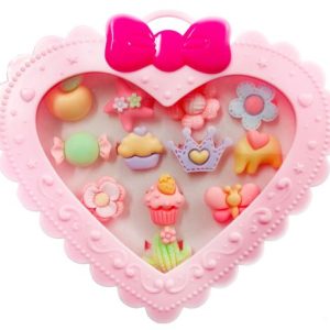 Набір дитячих каблучок "Сердечко", 12 шт (рожевий)