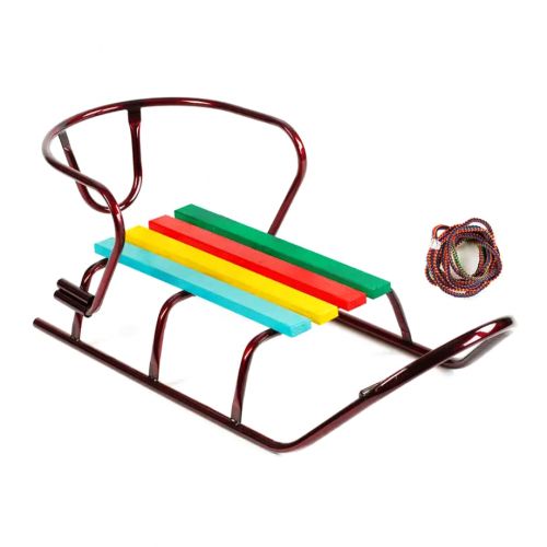 Санки "ЛЮКС КЛАСІК" - БЕЗ РУЧКИ круглі полози (колір бордовий)