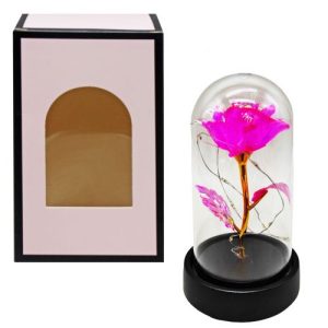 Троянда в колбі, з підсвіткою (малинова)