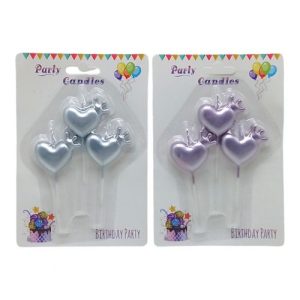 Набір свічок для торта "Сердечки" 3шт(32877)