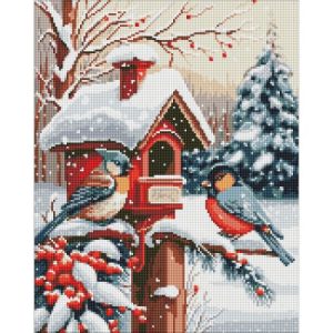 Алмазна мозаїка "Ласощі пташок", (40х50 см)