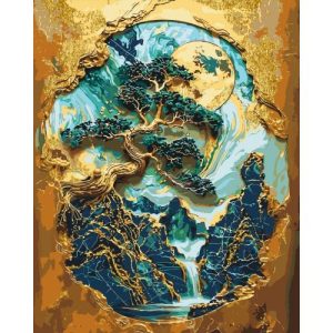 Картина по номерах з фарбами металік "Золоте дерево" 40х50 см