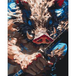 Алмазна мозаїка "Аніме Клинок, який знищує демонів. Іноске Хашибіра" 40х50 см