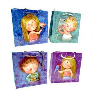 Пакет паперовий 16х16х7 см (мікс видів) Гаспинська