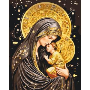 Картина за номерами з фарбами металік "Ікона. Пресвята Богородиця" 40х50 см