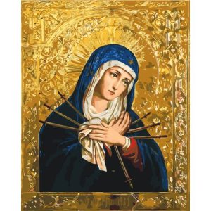 Картина по номерах з фарбами металік "Ікона Божої Матері" 40х50 см