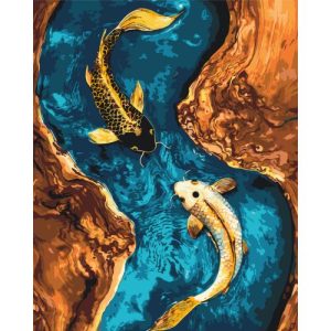 Картина по номерах з фарбами металік "Дві рибки" 40х50 см