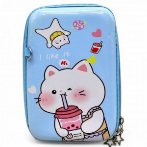 Сумочка дитяча на блискавці "Аніме. Кіт", блакитна