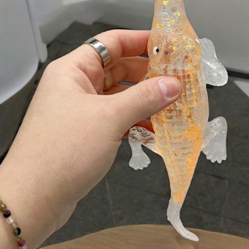 Антистрес жуйка-тягучка "Крокодил" 17 см (рожевий)