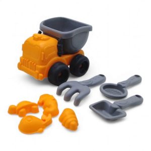 Пісочний набір - Машинка самоскид, лопатка, граблі, сито, 4 формочки