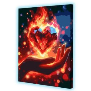 Картина по номерах зі світлодіодною підсвіткою "Рубінове серце" 40x50 см