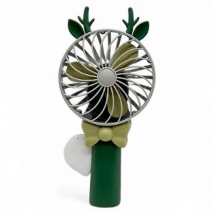 Вентилятор ручний з ріжками (19 см), зелений