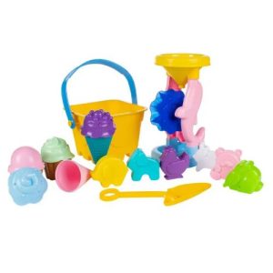 Пісочний набір великий - відро, млин, лопатка, граблі, формочки