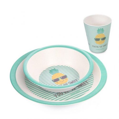 Набір посуду бамбукового "SO COOL" (3 ел) бірюзовий