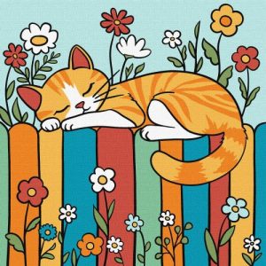 Картина за номерами "Котик на паркані" 25х25 см