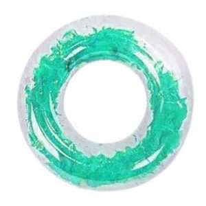 Надувне коло для плавання, ПВХ, прозоре з пірʼїнками, 70см. (БІРЮЗОВИЙ)