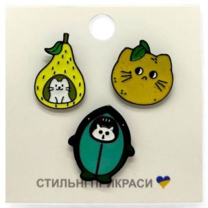 Металеві значки (піни) "КОТИКИ", 3 штуки