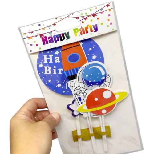 Топпер на торт Happy Birthday дитячий - КОСМОС