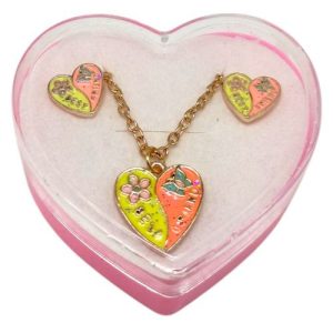 Дитячий набір прикрас: кулон+сережки (З жовтим сердечком)