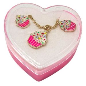 Дитячий набір прикрас: кулон+сережки (З рожевим кексиком)