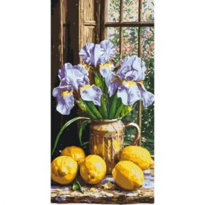 Картина за номерами "Букет ірисів з лимонами" 40*80 см