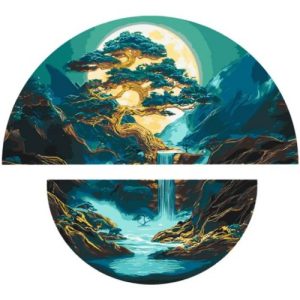 Картина за номерами з фарбами металік "Магія нічного пейзажу" (напівкруги) 70*70 см