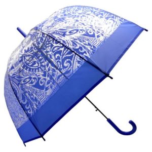 Парасолька напівавтомат, поглиблений купол, d=80 см, довжина: 81 см, 8 спиць, тростина, (СИНЯ)