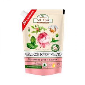 Green Pharmacy рідке мило 460мл дой-пак мускатна троянда та бавовна EN