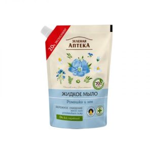 Green Pharmacy рідке мило 460мл дой-пак ромашка та льон EN