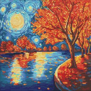 Алмазна мозаїка "Осіння ніч" 40х40 см