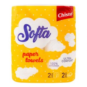 Softa Chisto Рушники целюлозні на гільзі двошарові Сіро-білі, 50 відривів, 2 рулона
