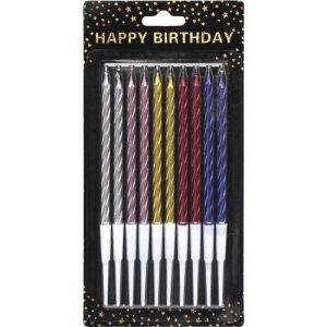 Набір свічок для торта, 10 шт, металік, спіраль