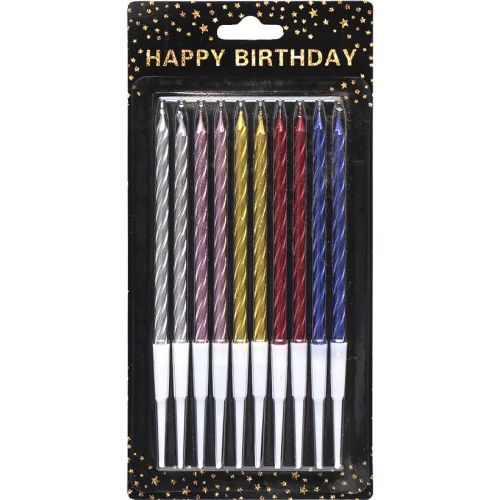 Набір свічок для торта, 10 шт, металік, спіраль